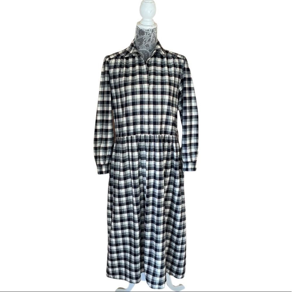 Vintage Lanz Originals Plaid Long Maxi Dress